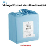 NNEDSZ Blake & Lindsay Sky Vintage Washed Microfibre Sheet Set 40cm Wall Double