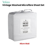 NNEDSZ Blake & Lindsay White Vintage Washed Microfibre Sheet Set 40cm Wall King Single