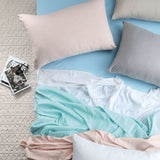 NNEDSZ Blake & Lindsay White Vintage Washed Microfibre Sheet Set 40cm Wall Queen