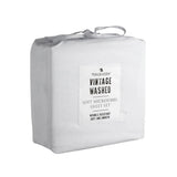 NNEDSZ Blake & Lindsay White Vintage Washed Microfibre Sheet Set 40cm Wall Single