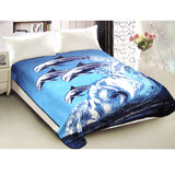 NNEDSZ 800GSM Luxury Reversible Animal Pattern Mink Blanket Queen 200 x 240 cm Jumping Dolphins