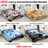 NNEDSZ 800GSM Luxury Reversible Animal Pattern Mink Blanket Queen 200 x 240 cm Jumping Dolphins