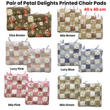 NNEDSZ Lylac Homeware Petal Delights Set of 2 Cotton Chair Pads Lucy Pink