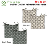 NNEDSZ Lylac Homeware Tree of Life Set of 2 Cotton Chair Pads Natural