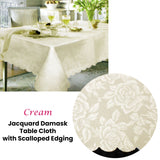 NNEDSZ Design with Scalloped Edging Table Cloth Cream 150 x 220 cm