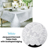 NNEDSZ Design with Scalloped Edging Table Cloth White 150 x 220 cm