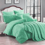 NNEDSZ Georges Fine Linens Marguerite Quilt Cover Set Wave Green - Super King