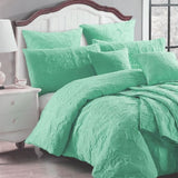 NNEDSZ Georges Fine Linens Marguerite Quilt Cover Set Wave Green - Super King