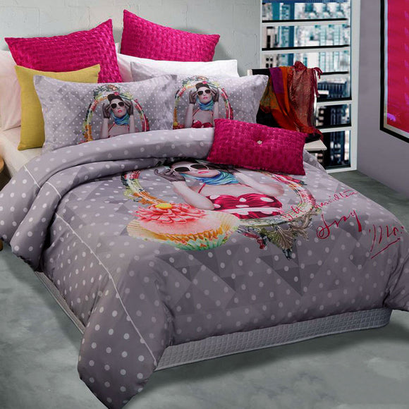 NNEDSZ Georges Fine Linens Vogue Silver Quilt Cover Set - King