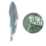 NNEDSZ 100% Cotton Fringe Throw Rug 125 x 150 cm Chevron Green