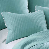 NNEDSZ Jenny Mclean Clavo Pompom Blue 3 Piece 100% Cotton Coverlet Set Super King