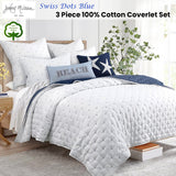 NNEDSZ Jenny Mclean Swiss Dots Blue 3 Piece Coverlet Set Queen