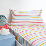 NNEDSZ Minikins Rainbow Stripe Polyester Cotton Combo Fitted Sheet Set King Single