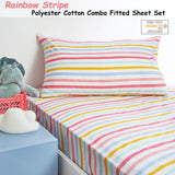 NNEDSZ Minikins Rainbow Stripe Polyester Cotton Combo Fitted Sheet Set King Single