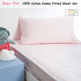 NNEDSZ Minikins Junior Cotton Combo Fitted Sheet Set Baby Pink King Single