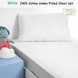 NNEDSZ Minikins Junior Cotton Combo Fitted Sheet Set White Single