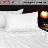 NNEDSZ Morrissey 1700TC Cotton Rich Sheet Set White Queen