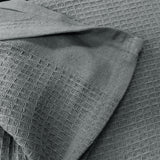 NNEDSZ Living @ Home 350gsm 100% Cotton Breathable Waffle Blanket Single 180 x 230 cm Charcoal