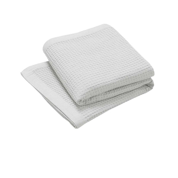 NNEDSZ Living @ Home 350gsm 100% Cotton Breathable Waffle Blanket Single 180 x 230 cm White