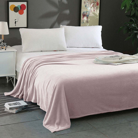 NNEDSZ Super Soft Micro Flannel Plush Blanket Queen 220 x 240cm Blush