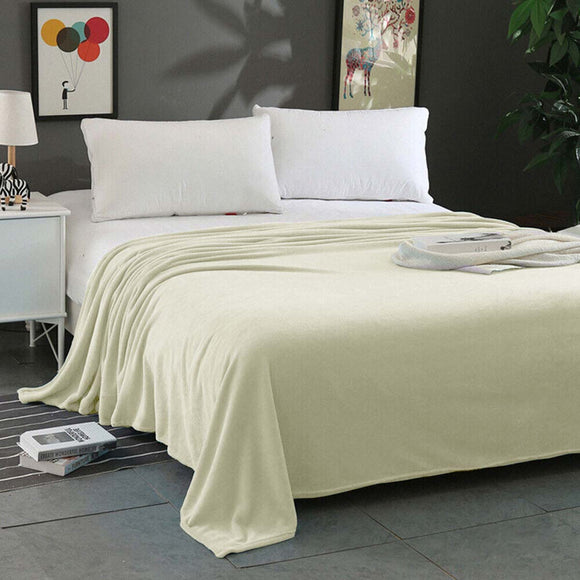 NNEDSZ Super Soft Micro Flannel Plush Blanket Queen 220 x 240cm Cream