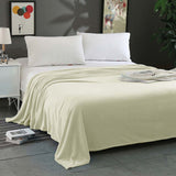 NNEDSZ Super Soft Micro Flannel Plush Blanket Queen 220 x 240cm Cream
