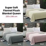NNEDSZ Super Soft Micro Flannel Plush Blanket Queen 220 x 240cm Cream