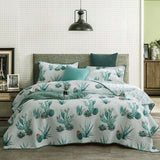 NNEDSZ 100% Cotton Lightly Quilted Coverlet Set Blooming Cactuses Cream Queen