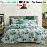 NNEDSZ 100% Cotton Lightly Quilted Coverlet Set Blooming Cactuses Cream Queen