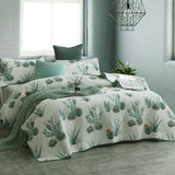 NNEDSZ 100% Cotton Lightly Quilted Coverlet Set Blooming Cactuses Cream Queen