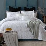 NNEDSZ Cotton Rich Lightly Quilted Coverlet Set Floriade White King
