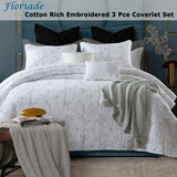 NNEDSZ Cotton Rich Lightly Quilted Coverlet Set Floriade White King