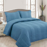 NNEDSZ Lewis Blue 3 Pce Lightly Quilted Polyester Cotton Coverlet Set Queen