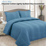 NNEDSZ Lewis Blue 3 Pce Lightly Quilted Polyester Cotton Coverlet Set Queen