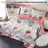 NNEDSZ 100% Cotton Lightly Quilted Coverlet Set Peacock Garden Pink Queen