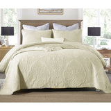 NNEDSZ Cotton Rich Lightly Quilted Coverlet Set Royale Cream Queen