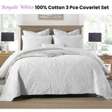 NNEDSZ Cotton Rich Lightly Quilted Coverlet Set Royale White Queen
