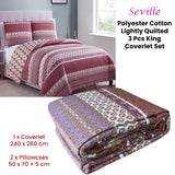 NNEDSZ Seville 3 Pce Lightly Quilted Polyester Cotton Coverlet Set Queen/King