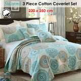 NNEDSZ 100% Cotton Lightly Quilted Coverlet Set Suzani Queen