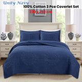 NNEDSZ 100% Cotton Lightly Quilted Coverlet Set Unity Navy Queen