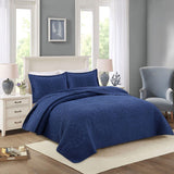 NNEDSZ 100% Cotton Lightly Quilted Coverlet Set Unity Navy Queen