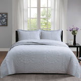 NNEDSZ 100% Cotton Lightly Quilted Coverlet Set Unity Silver Queen