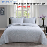 NNEDSZ 100% Cotton Lightly Quilted Coverlet Set Unity Silver Queen