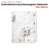 NNEDSZ Anya Flowers White Embroidered Cutout Rectangular Tablecloth 152 x 228 cm