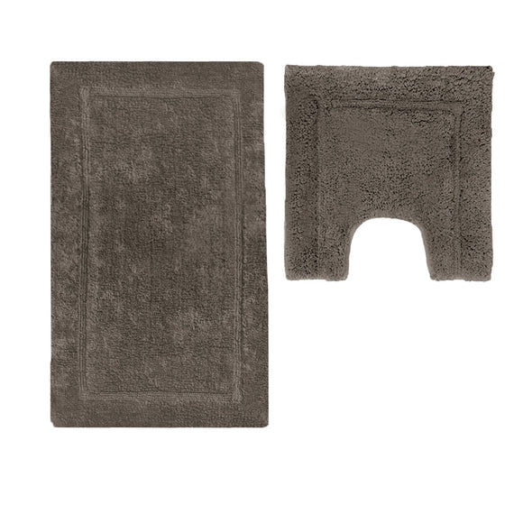 NNEDSZ 2200GSM 2 Pce Axel 100% Cotton Bath Mat Set Chocolate