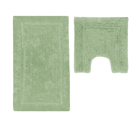 NNEDSZ 2200GSM 2 Pce Axel 100% Cotton Bath Mat Set Moss Green