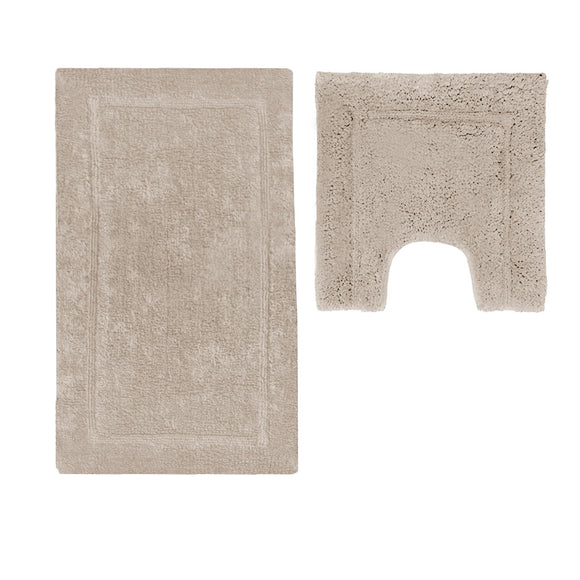 NNEDSZ 2200GSM 2 Pce Axel 100% Cotton Bath Mat Set Oatmeal