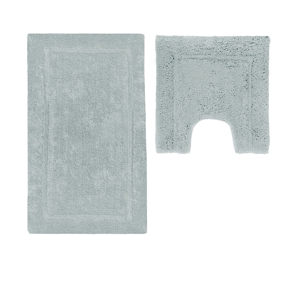 NNEDSZ 2200GSM 2 Pce Axel 100% Cotton Bath Mat Set Silver Cloud