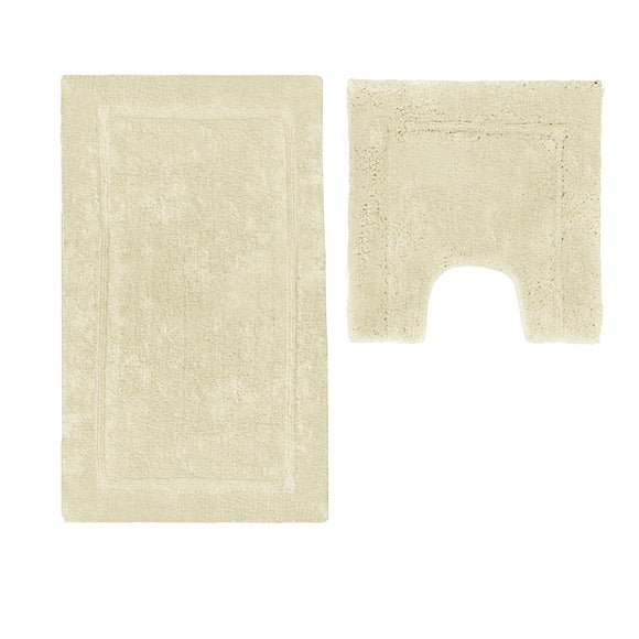 NNEDSZ 2200GSM 2 Pce Axel 100% Cotton Bath Mat Set Vanilla