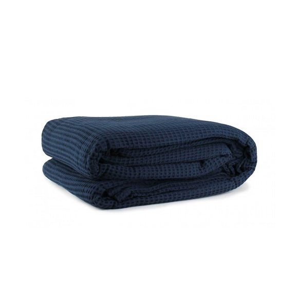 NNEDSZ Jason Cotton Waffle Blanket Navy - Single